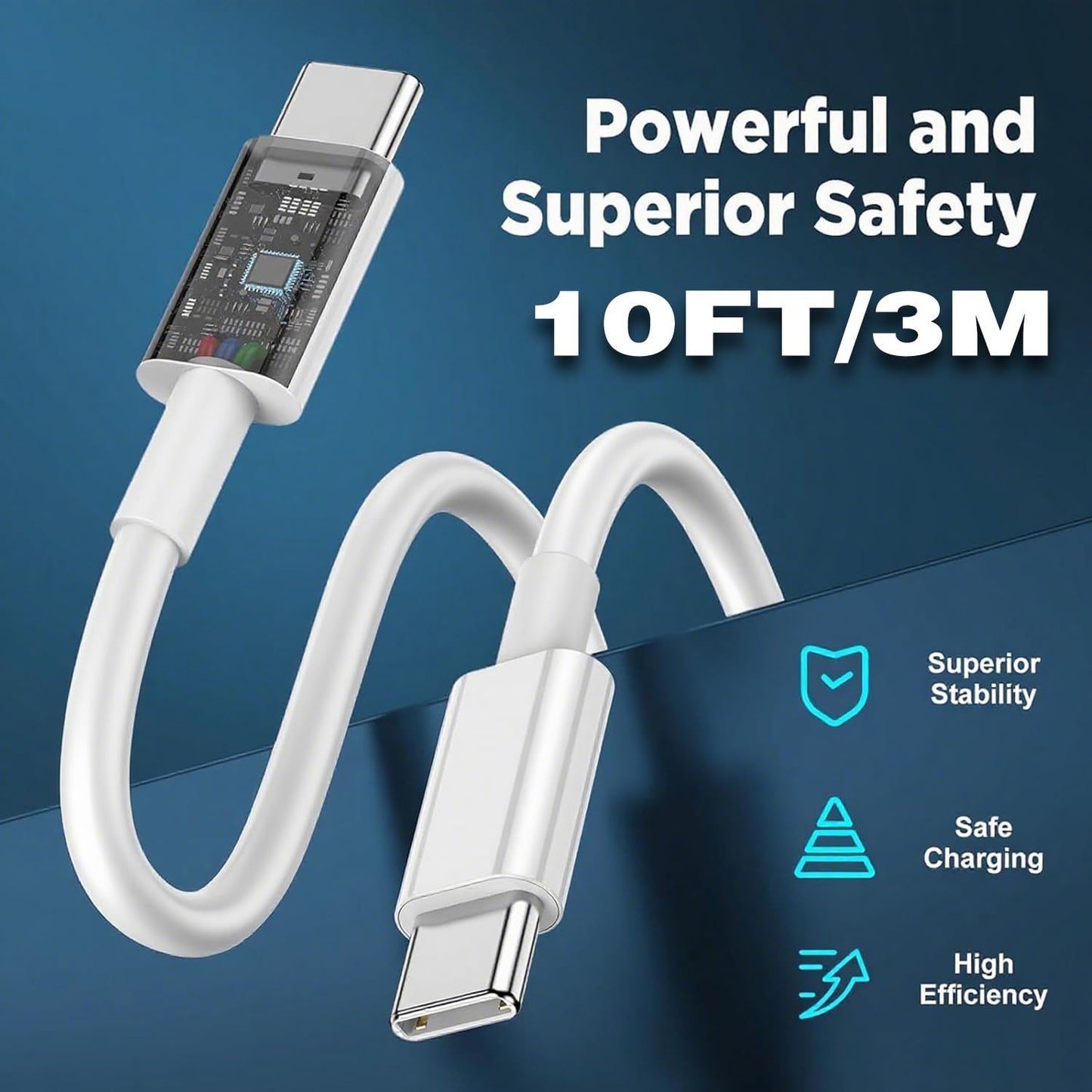 Long Phone Charger Cord USB C to USB C Cable 10 Ft Fast Charging Phone Cord 10 Foot Compatible New Iphone 17 Pro/17 Promax/17 Air/17E/16 Pro Max/16Pro/16 Plus/16E/16/15Pro Max/15 Pro/15 Plus/15