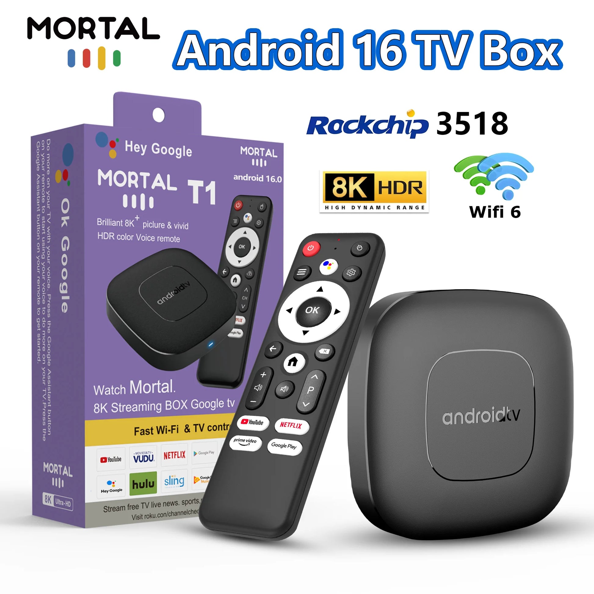 2025  T1 Android16 Smart Home Theater TV Box Rockchip RK3518 Support Bluetooth5.4 Google Assistant Streaming Player Wifi 6