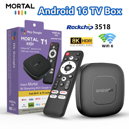 2025  T1 Android16 Smart Home Theater TV Box Rockchip RK3518 Support Bluetooth5.4 Google Assistant Streaming Player Wifi 6