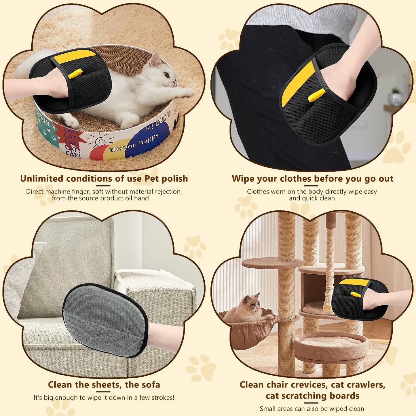 Magic Brush Pet Hair, Pet Hair Remover Gloves for Cats & Dogs, Newly Upgraded Reusable Electrostatic Pet Hair Remover Glove, for Couch Furniture, Carpet, Curtain