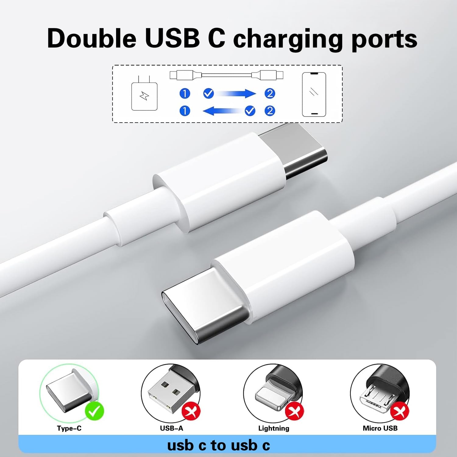 Long Phone Charger Cord USB C to USB C Cable 10 Ft Fast Charging Phone Cord 10 Foot Compatible New Iphone 17 Pro/17 Promax/17 Air/17E/16 Pro Max/16Pro/16 Plus/16E/16/15Pro Max/15 Pro/15 Plus/15