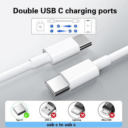 Long Phone Charger Cord USB C to USB C Cable 10 Ft Fast Charging Phone Cord 10 Foot Compatible New Iphone 17 Pro/17 Promax/17 Air/17E/16 Pro Max/16Pro/16 Plus/16E/16/15Pro Max/15 Pro/15 Plus/15