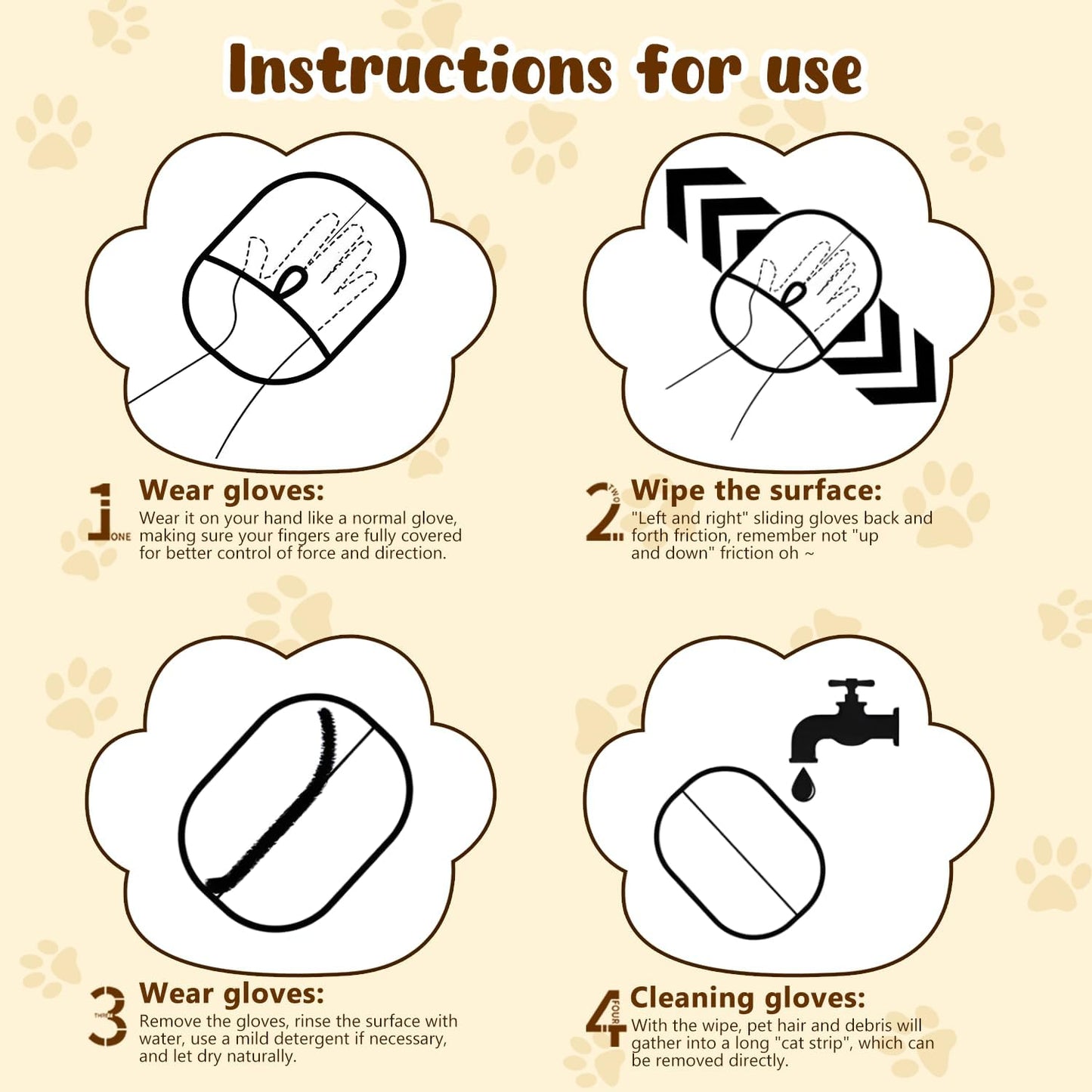 Magic Brush Pet Hair, Pet Hair Remover Gloves for Cats & Dogs, Newly Upgraded Reusable Electrostatic Pet Hair Remover Glove, for Couch Furniture, Carpet, Curtain
