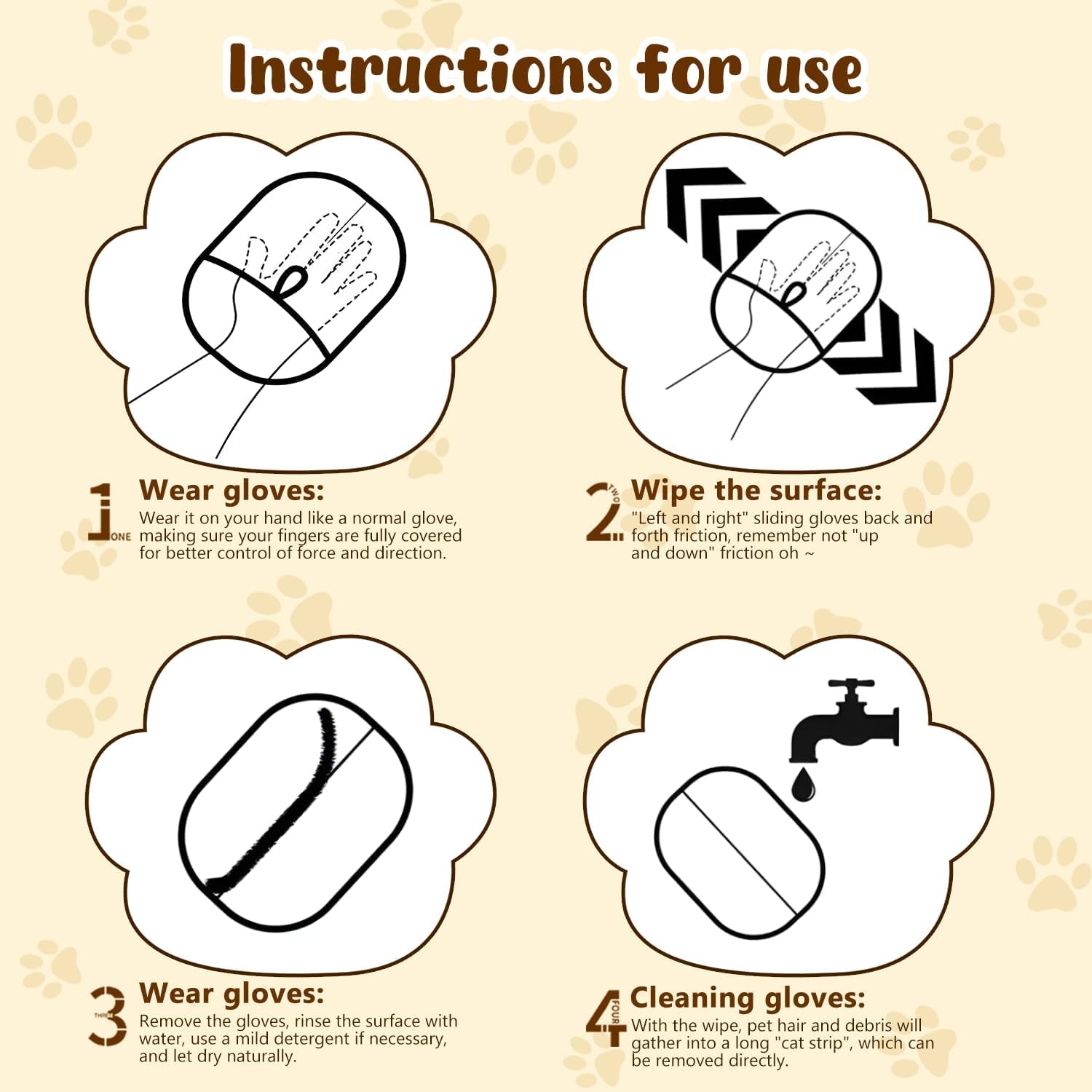 Magic Brush Pet Hair, Pet Hair Remover Gloves for Cats & Dogs, Newly Upgraded Reusable Electrostatic Pet Hair Remover Glove, for Couch Furniture, Carpet, Curtain