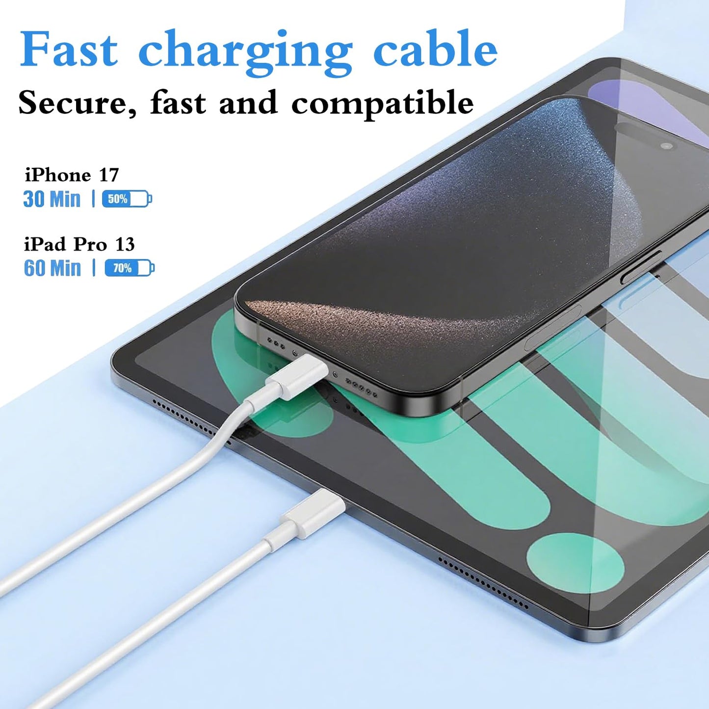 Long Phone Charger Cord USB C to USB C Cable 10 Ft Fast Charging Phone Cord 10 Foot Compatible New Iphone 17 Pro/17 Promax/17 Air/17E/16 Pro Max/16Pro/16 Plus/16E/16/15Pro Max/15 Pro/15 Plus/15