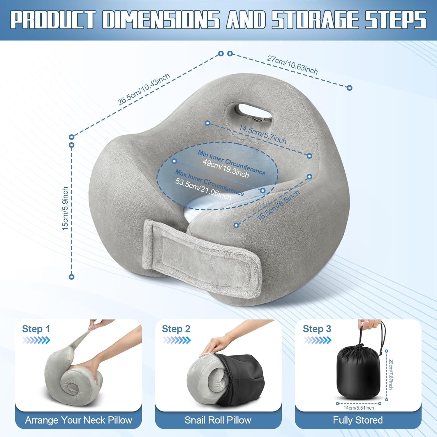 Travel Pillows for Airplanes,Portable Raised Back Support Design Neck Pillow with 360° Support,100% Pure Memory Foam Airplane Pillow with Storage Bag,For Offices,Travelling,Sleeping,Car,Airplane