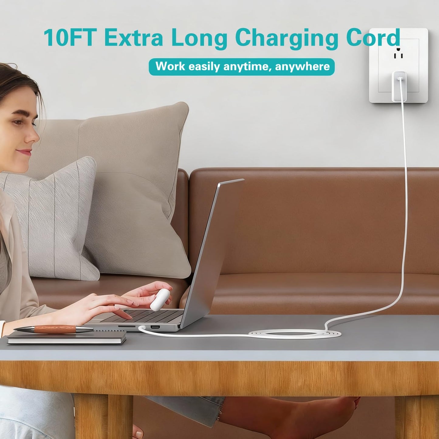 Long Phone Charger Cord USB C to USB C Cable 10 Ft Fast Charging Phone Cord 10 Foot Compatible New Iphone 17 Pro/17 Promax/17 Air/17E/16 Pro Max/16Pro/16 Plus/16E/16/15Pro Max/15 Pro/15 Plus/15