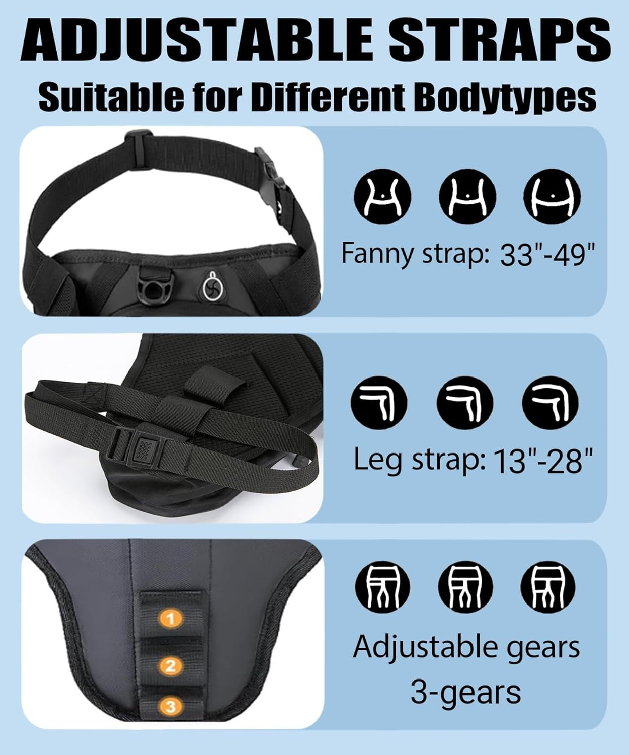 Motorcycle Leg Bag, Thigh Bag for Riding, Drop Leg Pouch for Men & Women–With Removable Straps, Waterproof Fanny Pack, Phone Purse–Travel Hiking Cycling Outdoor,Black
