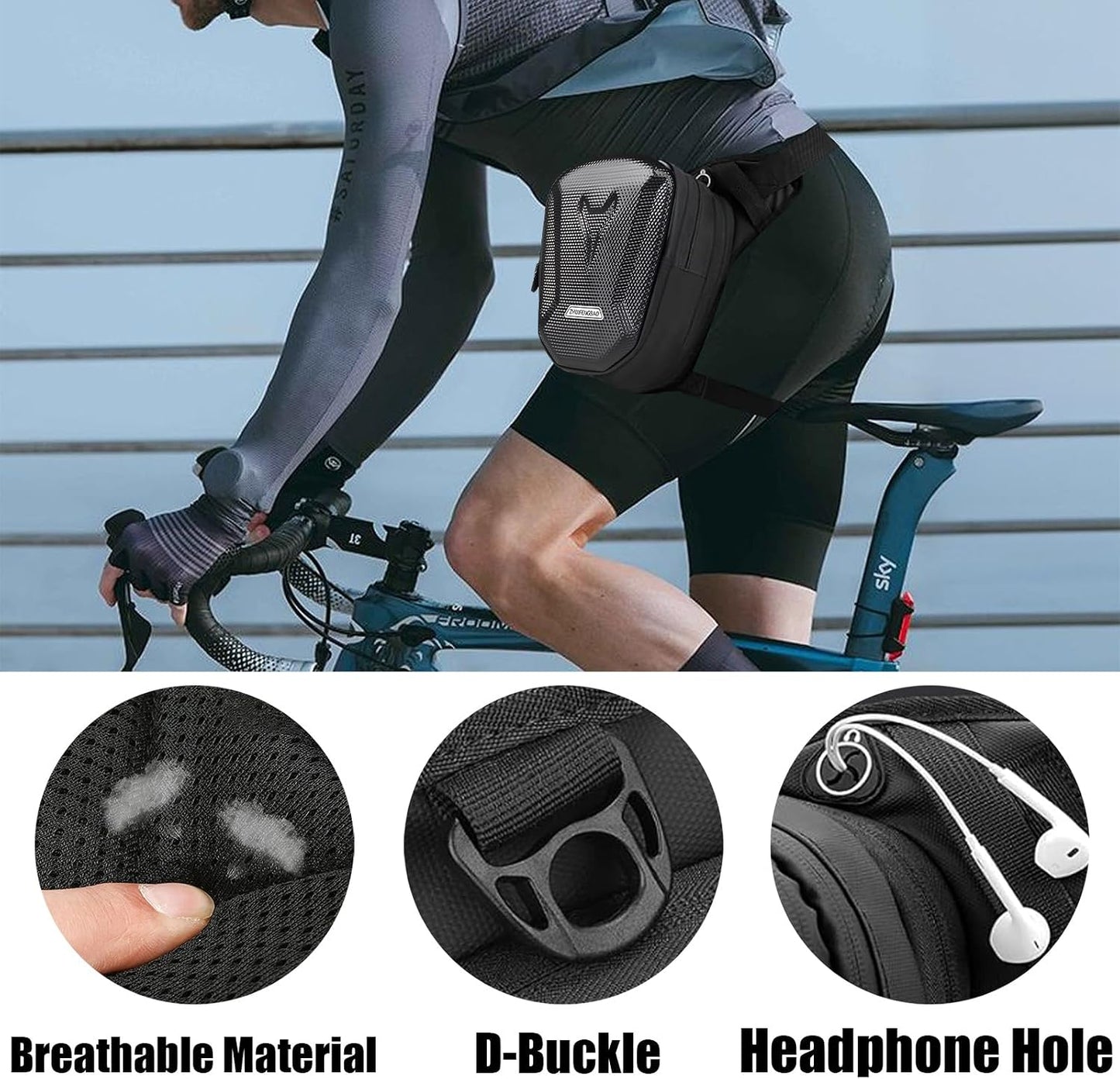 Motorcycle Leg Bag, Thigh Bag for Riding, Drop Leg Pouch for Men & Women–With Removable Straps, Waterproof Fanny Pack, Phone Purse–Travel Hiking Cycling Outdoor,Black