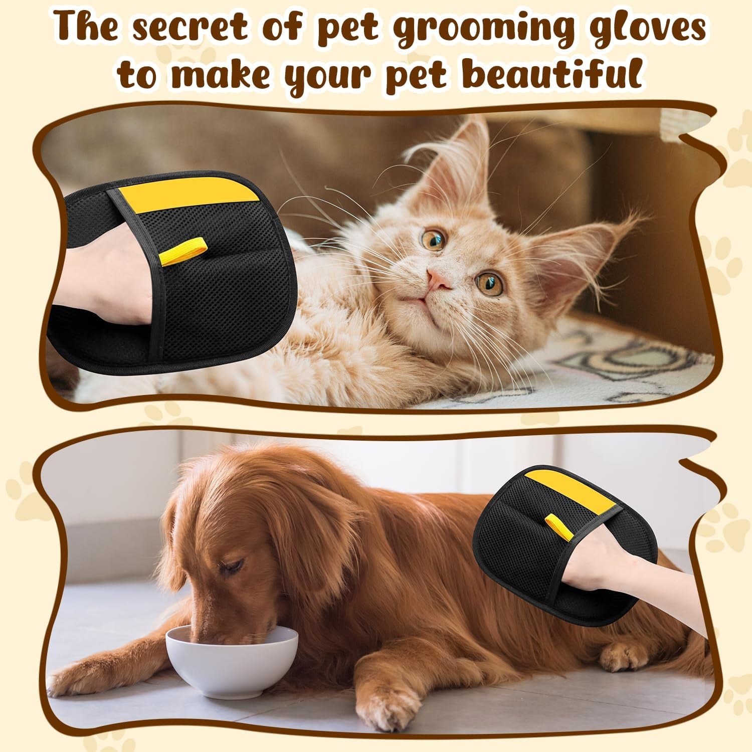 Magic Brush Pet Hair, Pet Hair Remover Gloves for Cats & Dogs, Newly Upgraded Reusable Electrostatic Pet Hair Remover Glove, for Couch Furniture, Carpet, Curtain