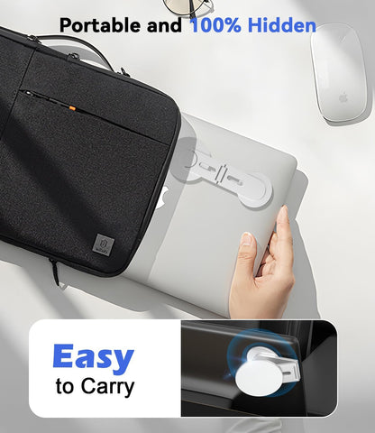 Magnetic Laptop Phone Holder, Foldable Hidden Mount Compatible with Iphone 17/16/15/14/13 & All Phone, 360° Rotating Monitor Side Phone Stand for Laptop, Tesla Model 3/Y, Desktop, Silver